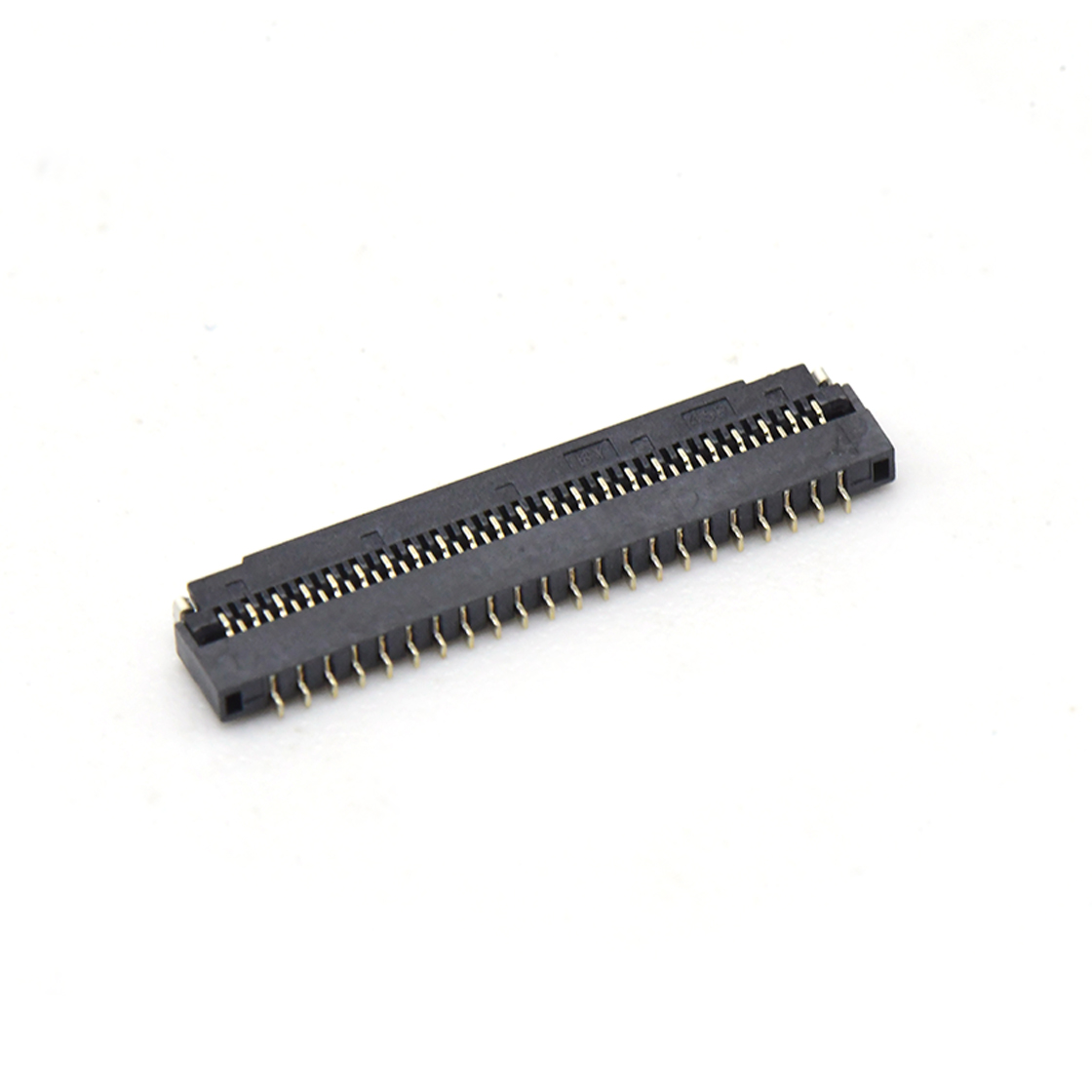 F0303 FPC FFC连接器Pitch 0.30mm 90°H1.00mm 卧式下接前掀盖 SMT型FPC 45Pin黑色 镀半金1u"，其它区域镀镍